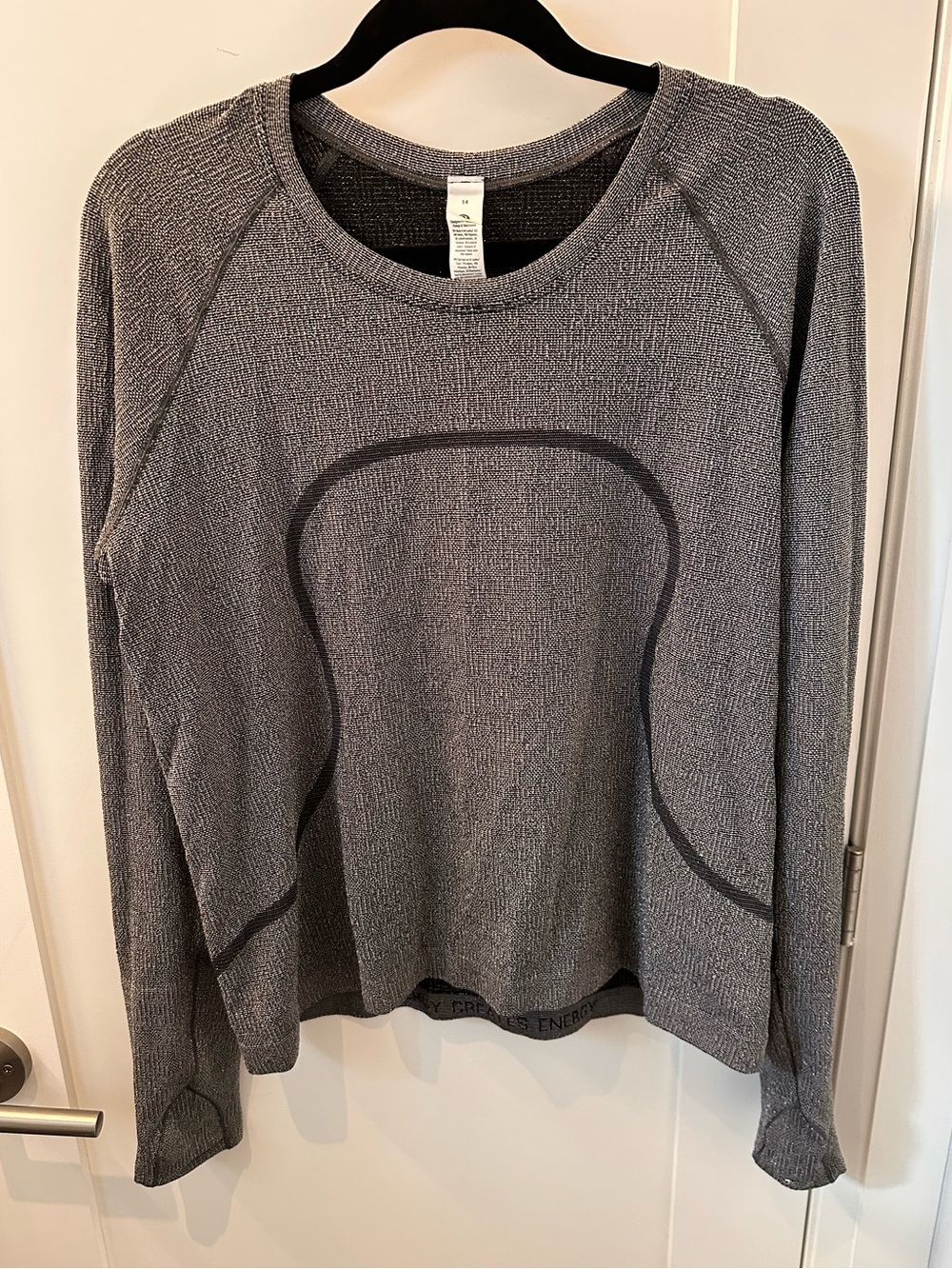 Lululemon swiftly black sparkle long sleeve size 14